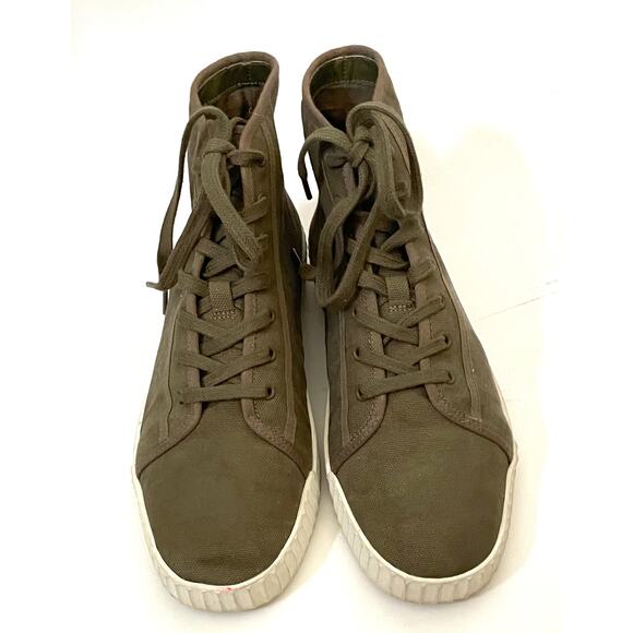 Vince High Top Casual Canvas Sneaker Army Green Size 7 Medium - Picture 2 of 9
